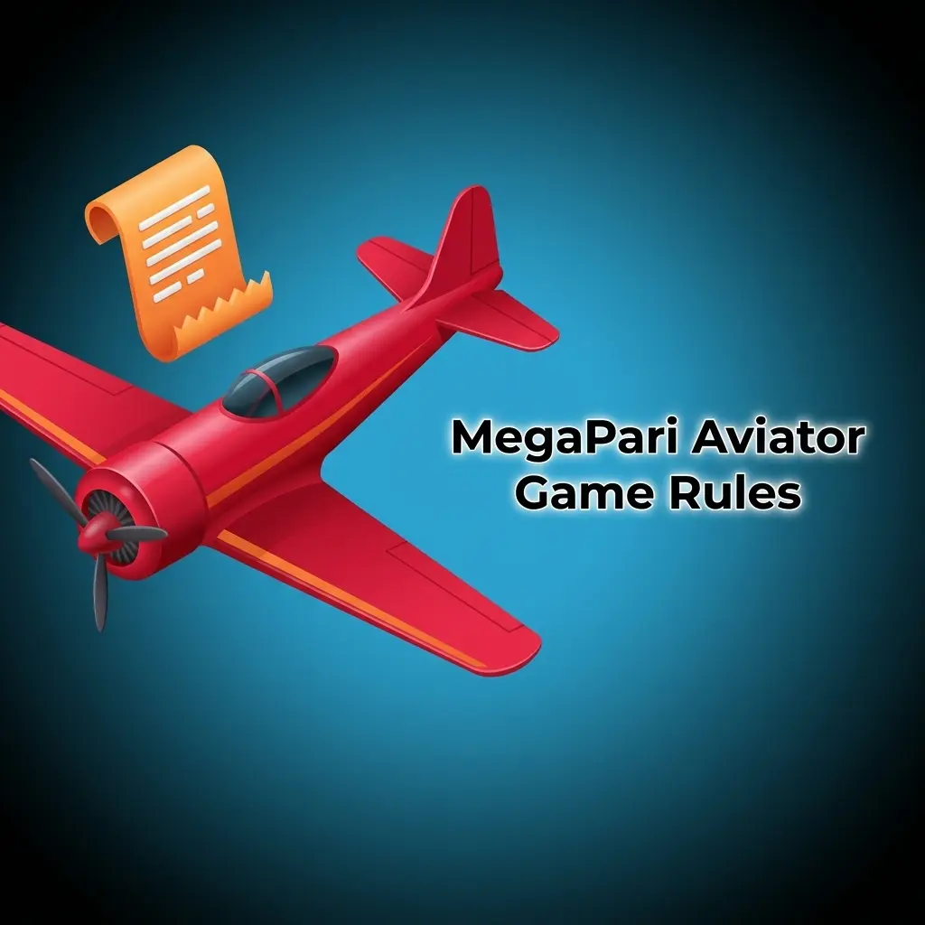 MegaPari Aviator game rules showing crash game mechanics, dual bet options, auto cash-out, and multiplier growth up to 10000x