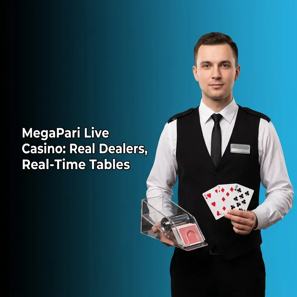 MegaPari Live Casino with real human dealers streaming HD blackjack, roulette, baccarat, poker, and game show tables