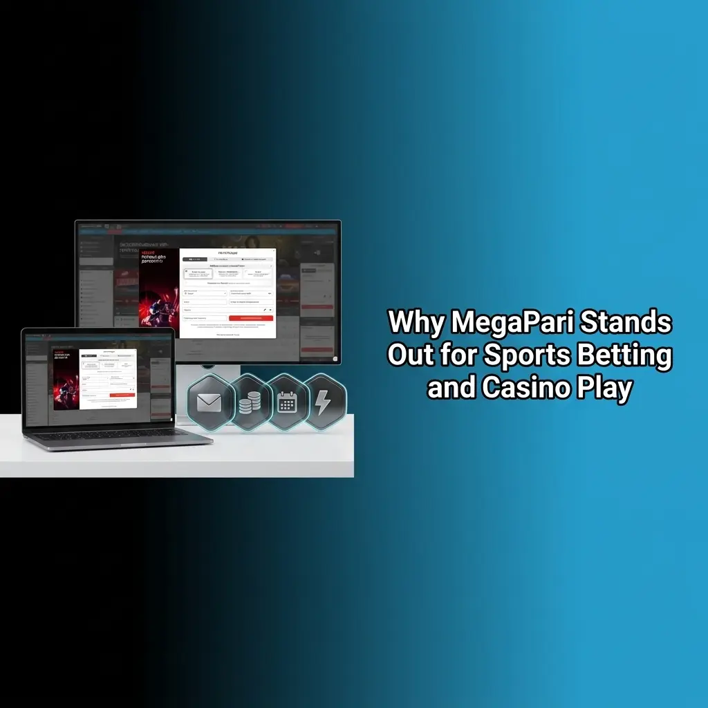 MegaPari sportsbook and casino platform showing sports betting markets, casino games, crypto payments, and welcome bonus offers