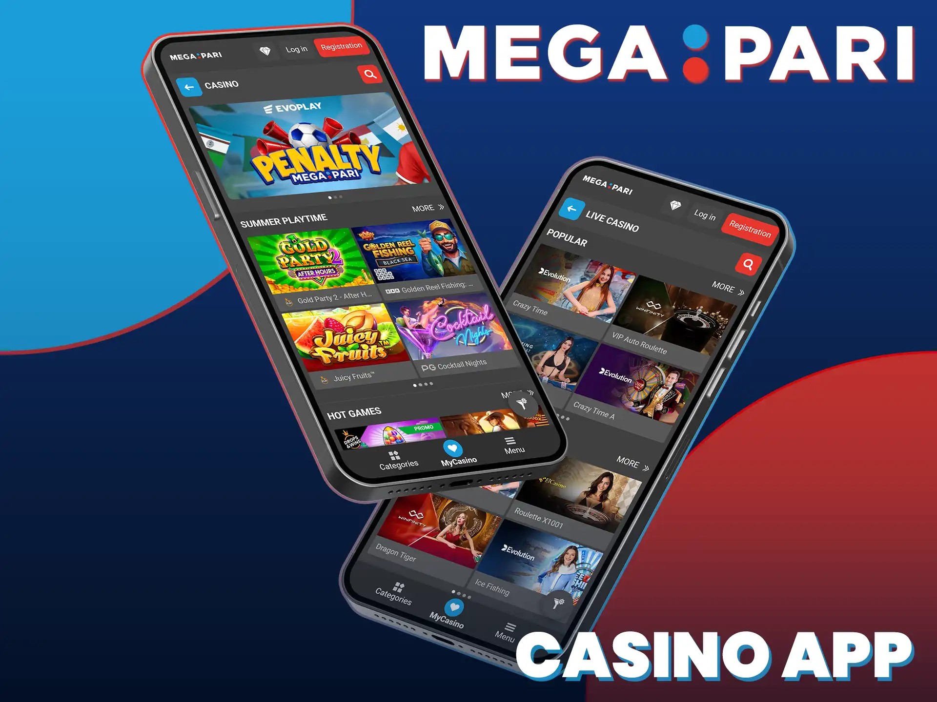 Launch exciting slots and table games using the MegaPari App.