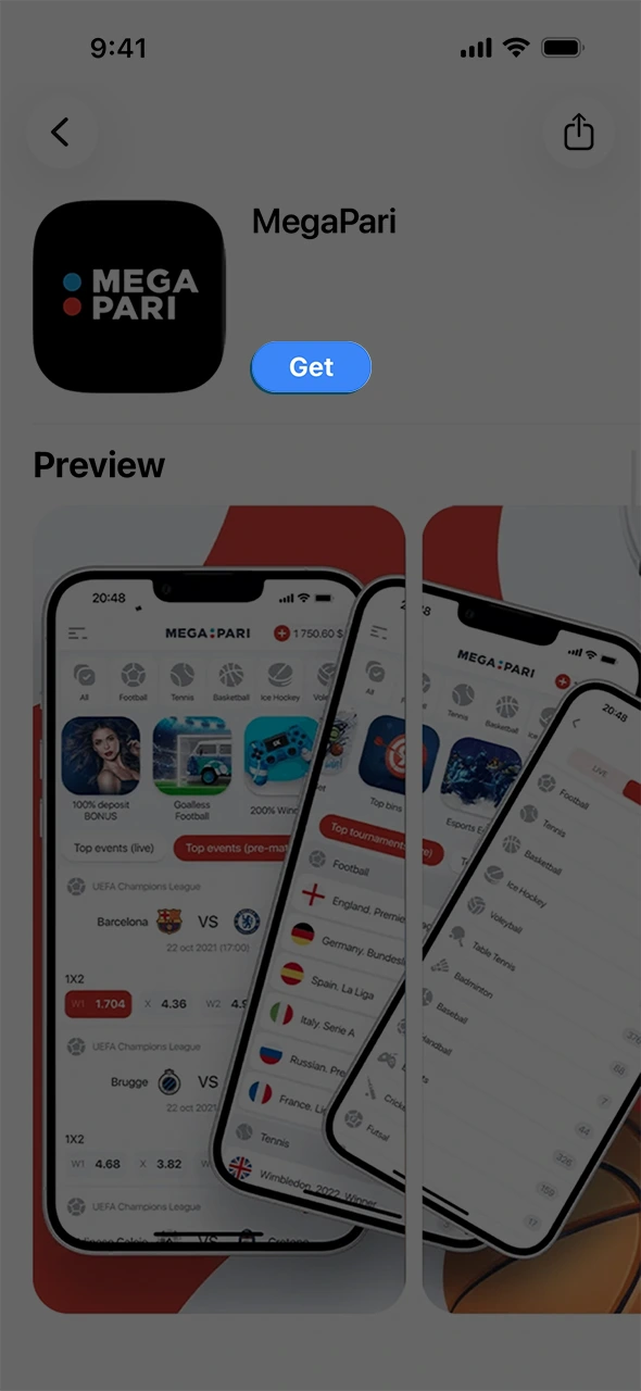 Press the button to initiate the MegaPari app iOS download process.