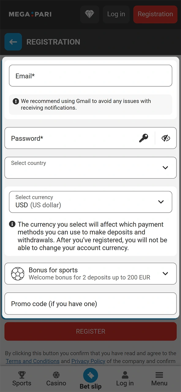 Provide accurate personal details during your MegaPari app registration process.