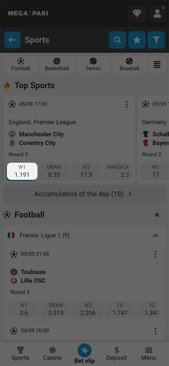 Choose favorable odds to maximize your betting profits in the MegaPari app.