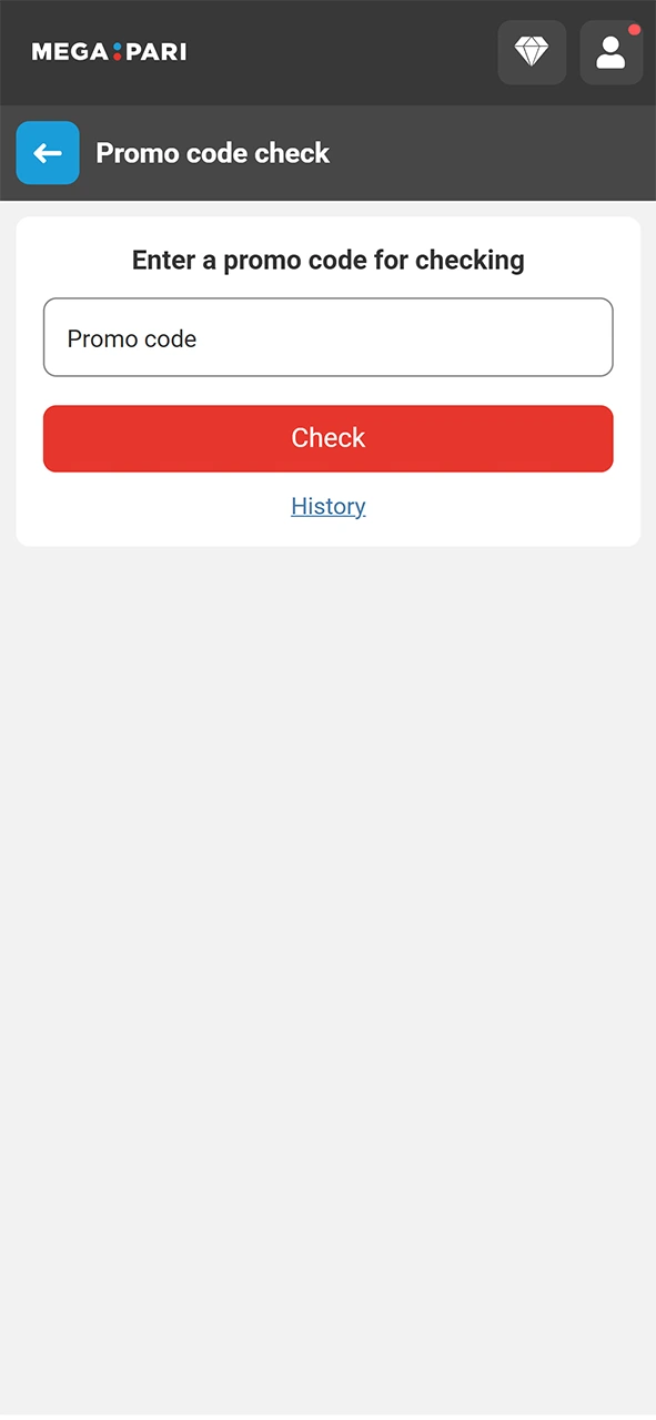 Input a promotional code to unlock an extra MegaPari bonus.