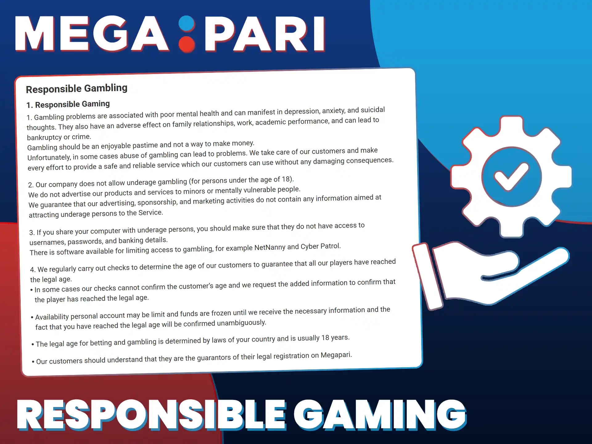Set personal limits and practice safe gaming habits with MegaPari tools.