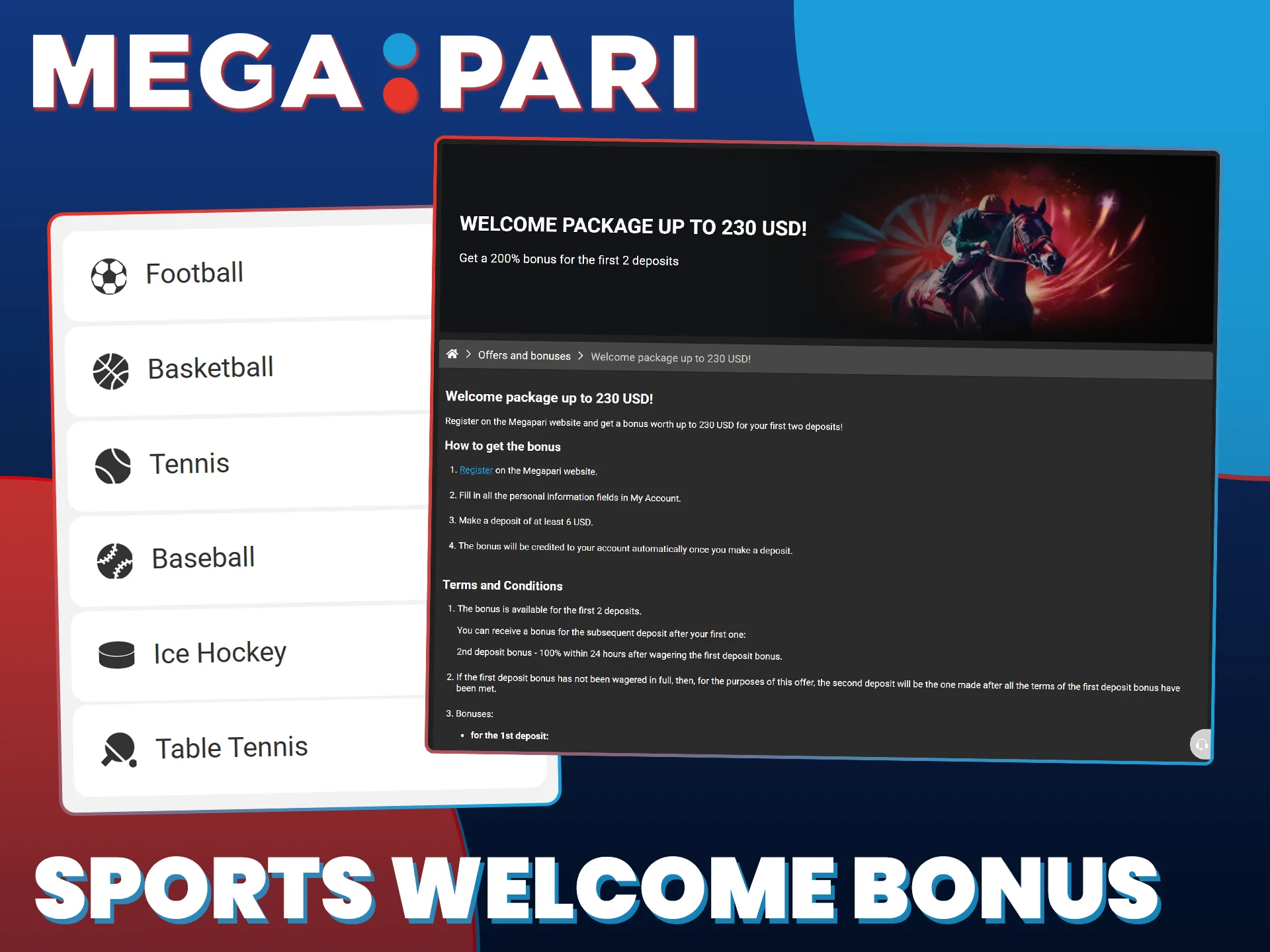 Grab an excellent sports betting bonus on your first MegaPari deposits.